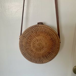Round Wicker Crossbody Purse